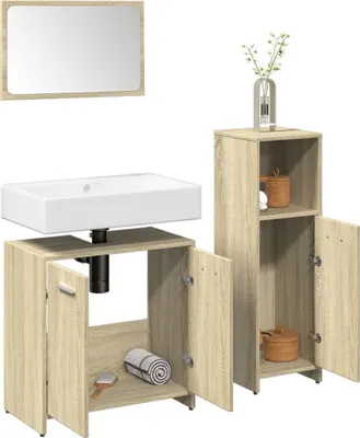 Produktbild von "im Angebot" 3-tlg. Badmöbel-Set Sonoma-Eiche Holzwerkstoff - Badezimmer CC11837