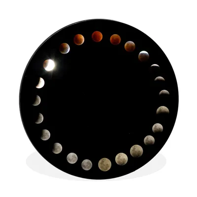 Produktbild von MuchoWow® Aluminium Wandkreis Mond - Schwarz - Nacht Ø 30 cm Wanddeko Modern Wohnzimmer - Wand Bild - Wohnzimmer - Runde Bilder - Alubilder - Kunst für zu Hause - Aluminium - Wanddekoration