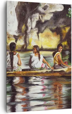 Produktbild von Bild auf Leinwand - Leinwandbild - Einteilig - Frau Wasser Boot - 80x120cm - Wand Bild - Wanddeko - Wandbilder - Leinwanddruck - Wanddekoration - Leinwand bilder - Wandbild - PA80x120-3732