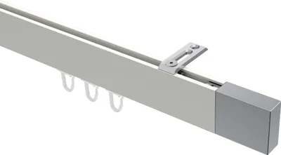 Produktbild von Interdeco Innenlaufstange / Gardinenstange mit Innenlauf Weiß / Chrom, Typ Smartline Lox (Quader) Deckenmontage, 14x35 mm 1-läufig, 280 cm