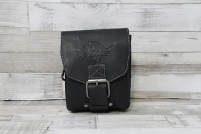 Zdjęcie produktu dla Greenburry Vintage Biker Leather Belt Bag Waist Bag 1754HM, Kolor:Charcoal