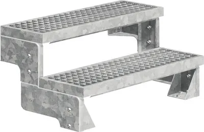 Produktbild von Aussentreppe Pertura Tallis ohne Geländer 2 Steigungen 80 cm Gitterrost