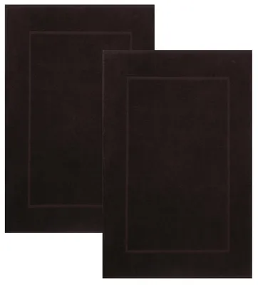 Produktbild von Premium-Badematte 50x70 cm, 2er-Set - Badematten aus 100% Baumwolle, ca. 650 g/m²,  Standard 100, saugfähig und weich, Farbe dunkelbraun.