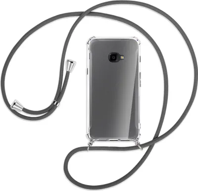 Produktbild von Handykette Backcover-Schutzhülle mit Band (Metall silberfarben) für Samsung Galaxy Xcover 4 / 4s - dunkelgrau