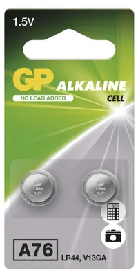 Alkalická knoflíková baterie GP A76F (LR44), 2 ks