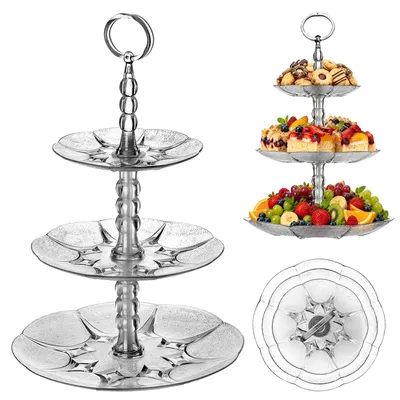 Produktbild von KADAX Etagere "Bethel", Servierständer aus Kunststoff, 3 stöckiger Teller mit Griff, Gebäckschale, 39 cm, KI-generiertes Bild