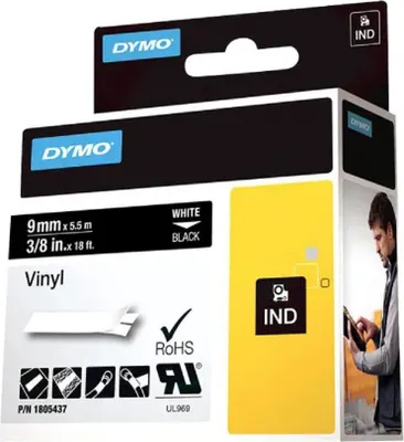 Immagine prodotto di Dymo 1805437 Nastro Dymo Rhino Vinyl wh/bk 9mmx5,5m