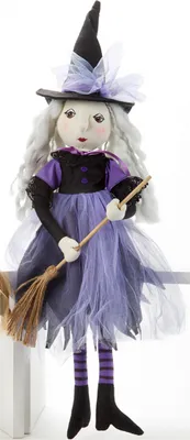 Produktbild von Lila Halloween Hexe Kantenhocker Figur zur Dekoration 50cm