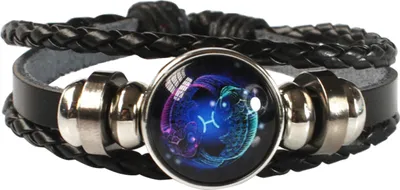 Produktbild von Mehrschichtiges Charm-Armband, verstellbares, leuchtendes, geflochtenes Armband mit zwölf Sternbildern für den Alltag-Fische