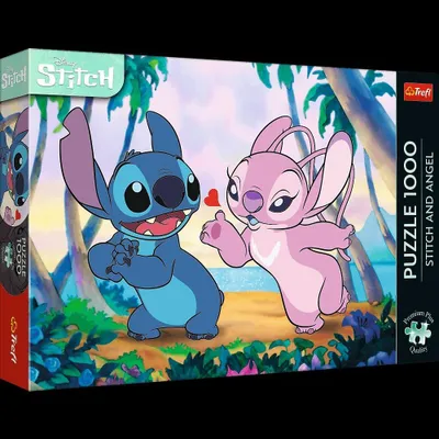 Zdjęcie produktu dla Trefl Puzzle Premium Plus Quality Lilo & Stitch 1000 el. Stitch & Angel, 1000 szt., Kreskówki