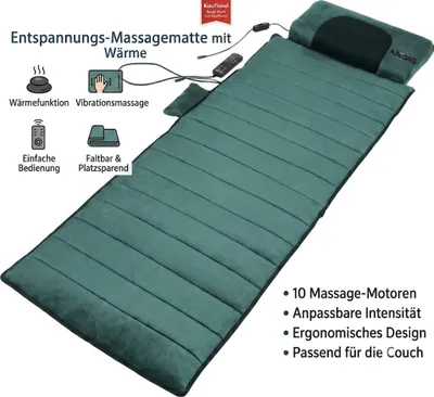 Produktbild von Massageauflage Massagematte Ganzkörpermassage 65 x 190 cm Rücken Beinen Nacken Fernbedienung, 5 Modi Wärmefunktion, Vibrationsmassage