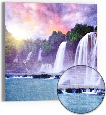 Produktbild von DEQORI Hybrid Leinwand Bild 50x50 cm 'Flüssiges Gold' Wandbild Glas flach modern