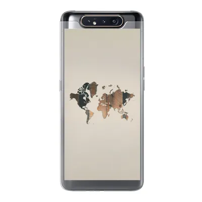 Produktbild von MuchoWow® Handyhülle Schutzhülle Hülle für Samsung Galaxy A80 Weltkarte -Holz - Regal Silikon Softcase Handy Hülle - Schutzdeckel