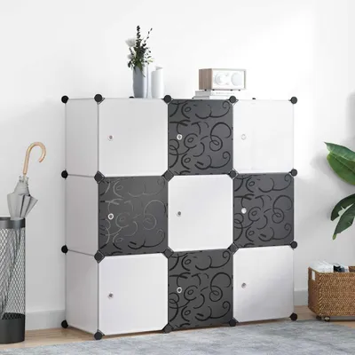 Produktbild von vidaXL Regalsystem Würfelregal mit 9 Fächern Schwarz und Weiß