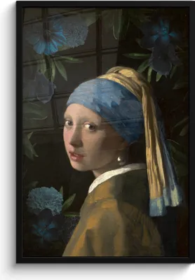 Produktbild von MuchoWow® MuchoWow® Gerahmtes Poster Das Mädchen mit dem Perlenohrring - Johannes Vermeer - Blumen 60x90 cm - Poster mit zchwarzem Bilderrahmen - Kunst