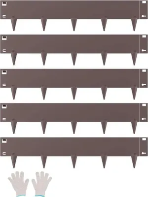 Obrázek produktu pro sada 5 ks obrub na trávník hnědé barvy - obruby a lemy záhonů 990x207x1,5mm - zahradní technika