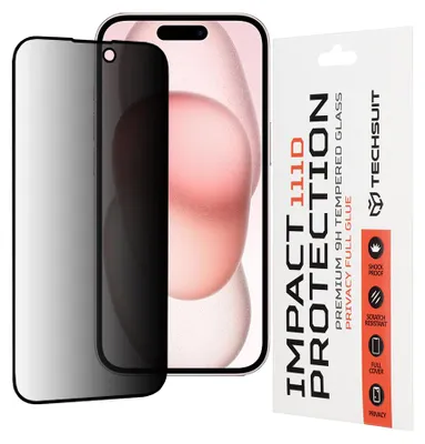 Produktbild von Techsuit Privacy Full Cover Impact Protection Blickschutzfolie für Apple iPhone 15 - Schwarz