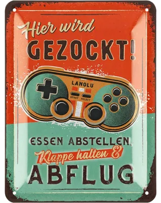 Produktbild von LANOLU Retro Blechschild Gaming Schild - Hier wird gezockt Türschild bitte nicht stören, Gamer Geschenk, Gaming Zone, Deko Jugendzimmer
