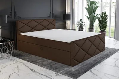 Produktbild von Boxspringbett LUXA 180x200 mit 2 Bettkästen, Bonell-Matratze und Topper. Möbel vom Hersteller- Handarbeit!Bett Komplett-Set mit Matratze,Bettkasten & Kopfteil. Stoff SAVANA. Elegantes Bett mit massives Kopfteil.