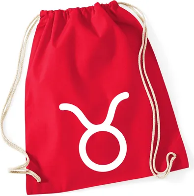 Produktbild von Huuraa Turnbeutel Stier Sternzeichen Zeichen 12 Liter Classic Red Baumwolle Rucksack Geschenkidee