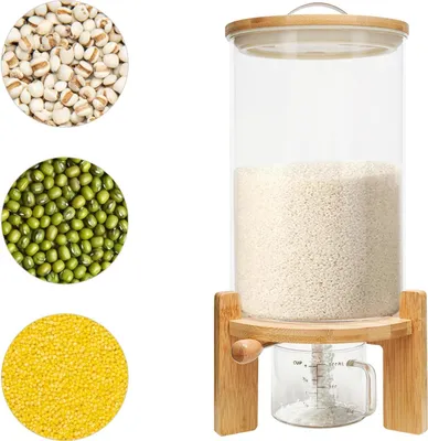 Produktbild von Cerealien- & Getreidespender - Vorratsbehälter - 7,5 l - Luftdicht - Glas - Mit Messbecher - Für Reis, Getreide, Kaffeebohnen, Nüsse