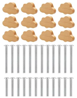 Image de Lot de 12 boutons de tiroir en bois, de couleur bois