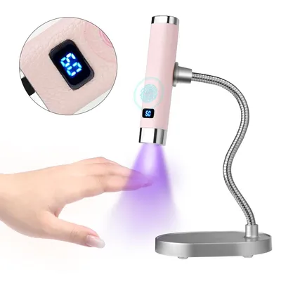 Produktbild von Kabellose UV Nagellampe wiederaufladbar LED Nageltrockner mit Display, 800mAh, flexibler Schwanenhals, Sensor & Timer für Gel Nägel DIY Rosa