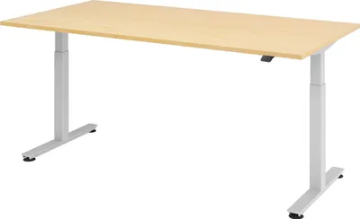 Produktbild von bümö Schreibtisch elektrisch XMST - Nachbildung Ahorn, Gestell: Silber, Größe:  200 x 100 cm