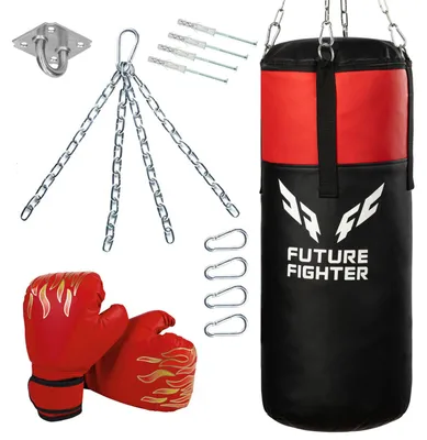Image de Sac de frappe suspendu, kit d'entraînement pour enfants, 60 x 25 cm