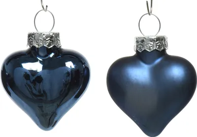 Produktbild von Christbaumschmuck Herzen 4cm Glas 12 Stück - Nachtblau