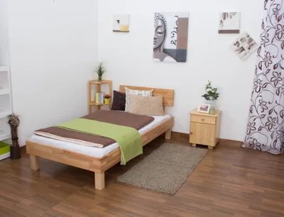 Produktbild von Massivholz Bettgestell Kernbuche 100 x 200 cm geölt