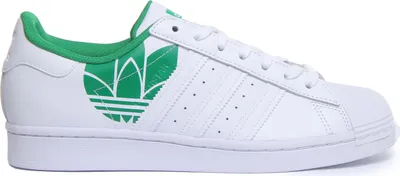 Produktbild von Adidas Superstar Lässige Turnschuhe aus Leder zum Schnüren für Männer Weiß Grün – 9.5 Vereinigtes Königreich - 44 EU - 10 US / Weiß Grün