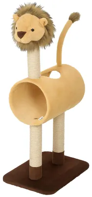 Imagen del producto de PawHut, rascador para gatos de 104 cm, diseño de león, poste rascador, túnel