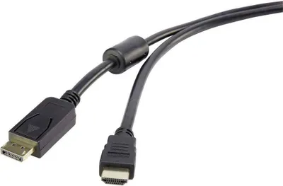 Produktbild von Renkforce DisplayPort / HDMI Adapterkabel DisplayPort Stecker, HDMI-A Stecker 1.80 m Schwarz RF-4382727 mit Ferritkern,