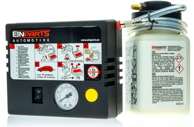 Zdjęcie produktu dla Kompresor EPAP08 120 W, uszczelniacz 450 ml, zestaw do szybkiej naprawy przebić