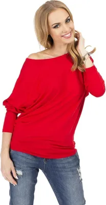 Produktbild von Damen Longshirt langarm Bluse mit Fledermausärmel Top; Rot/M/L 38/40