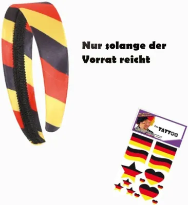 Produktbild von Haarreif Fan gestreift mit GRATIS Tattoo Fan Deutschland Zubehör