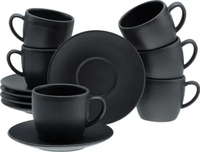 Produktbild von CreaTable, 33043, Soft Touch Schwarz, Cappuccinotassen 12-tlg, Steinzeug