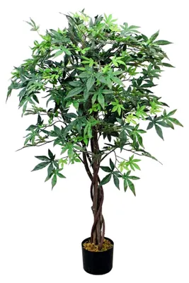 Produktbild von Künstlicher Ahornbaum, Kunstpflanze 120 cm, mit Echtholzstamm, für Wohnzimmer und Büro, pflegeleicht und immergrün