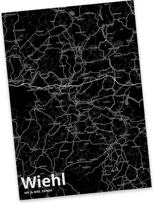 Produktbild von Mr. & Mrs. Panda Grußkarte Wiehl - Geschenk, Ansichtskarte, Postkarte, Stadt, Ansichtskarten, Kunstkarten, Postkarten, Dorf Karte Landkarte Map Stadtplan