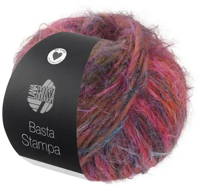 Produktbild von Lana Grossa BASTA STAMPA 50 g Garn im Fake Fur Look, locker verzwirnt 100 m Farbe 207 - Senf/Pink/Fuchsia/Türkis/Dunkelgrau