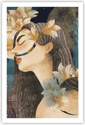 Produktbild von Poster - Poster ohne Rahmen - Surreal Frau Blumen - 61x91,5 cm - Wand Bild - Wanddeko - Wandbilder - Kunstposter - Wandposter - Bilder - Kunstdruck - Wanddekoration - Wandbild - P2XPA61x91-4743
