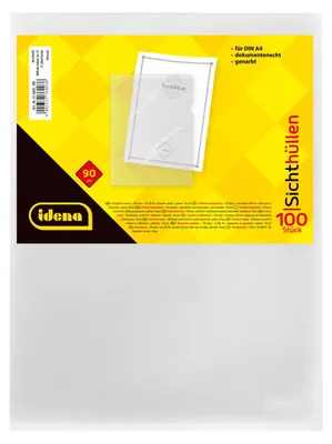 Image de 100 pochettes transparentes DIN A4 avec trou de préhension / 90my d'épaisseur
