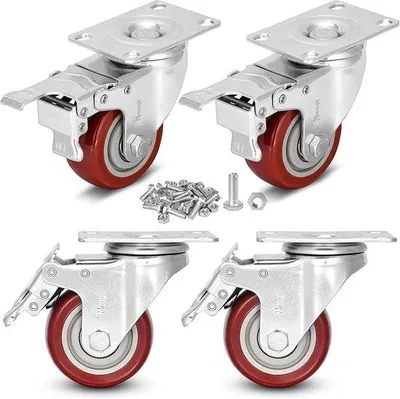 Produktbild von Zwenkwielen mit Bremse 75 mm - Set von 4 Möbelrollen für hohe Belastung