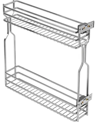 Ausziehkorb für Küche, 2 Böden, 15 kg, für 150-mm-Unterschrank, verchromt
