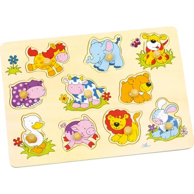 Obrázek produktu pro Goki kolíčkové puzzle zvířecí děti II