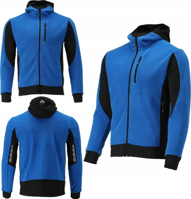 Productafbeelding van Fleecejas met capuchon, model SARNA, kleur blauw, maat 3XL