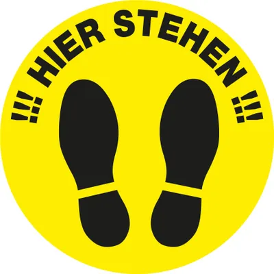Produktbild von Fußboden-Aufkleber - Rund - "Hier stehen" (30x30cm) - G/S