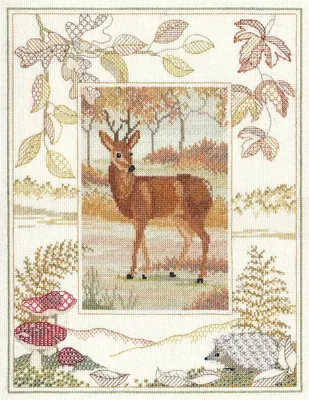 Image de Bothy Threads set de points de croix "monde animal- cerf", 26.9x34.2cm, dwwil2, modèle de point de croix, modèle de comptage