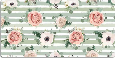 Produktbild von Schreibtischmatte Tischunterlage 100x50 cm Mauspad - Gestreifte Rosen